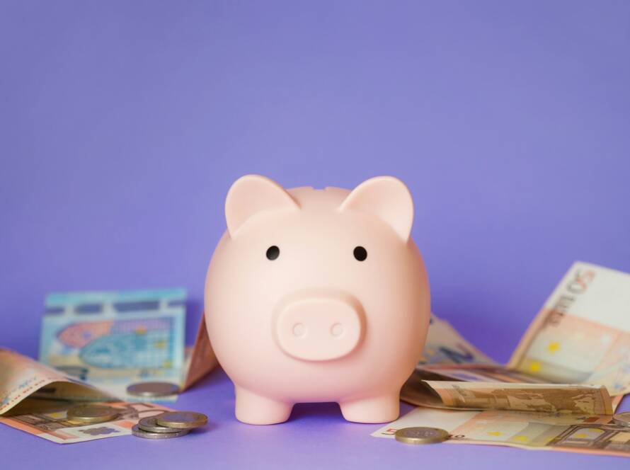 piggy bank. deposits and bank accounts for saving money euro
